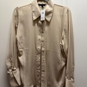 Cream satin Button-Up Shirt
